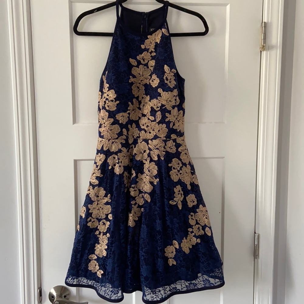 Beautiful Blue and Gold Cocktail dress by Xscape